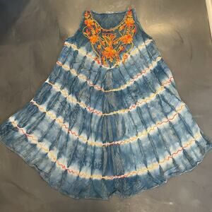 Seven Islands Embroidered Colorful Swimsuit Coverup Dress One Size Artsy Boho